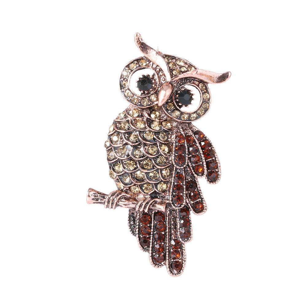 Solo Owl Rhinstone pin brooches