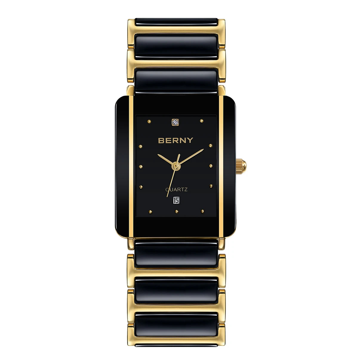 BERNY Ceramic Quartz Men Watch Fashion Luxury Rectangle Wristwatch XV12 Waterproof