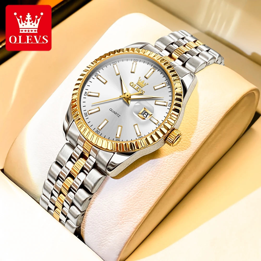 OLEVS 5593 Woman Watch Stainless Steel Waterproof Auto Date