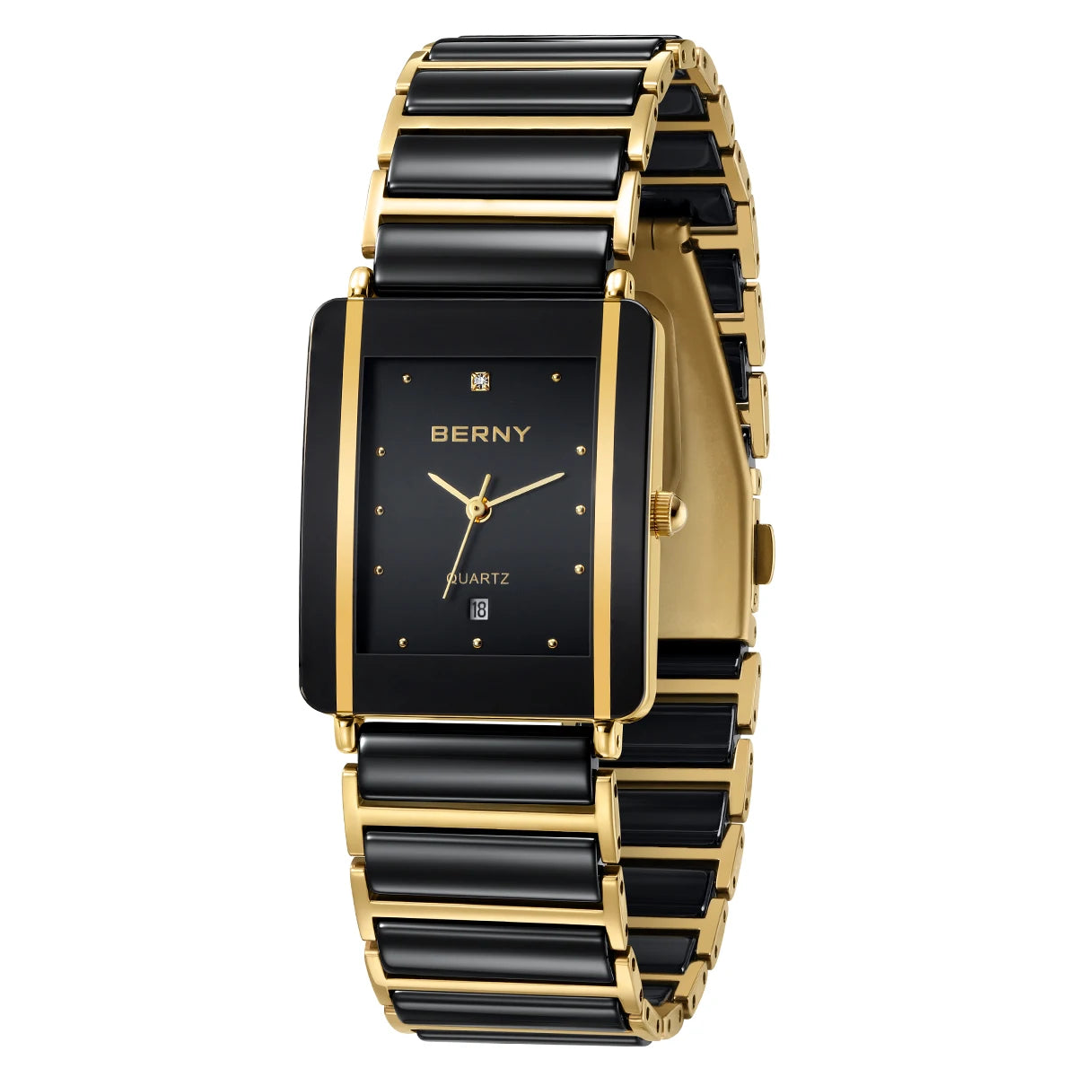 BERNY Ceramic Quartz Men Watch Fashion Luxury Rectangle Wristwatch XV12 Waterproof