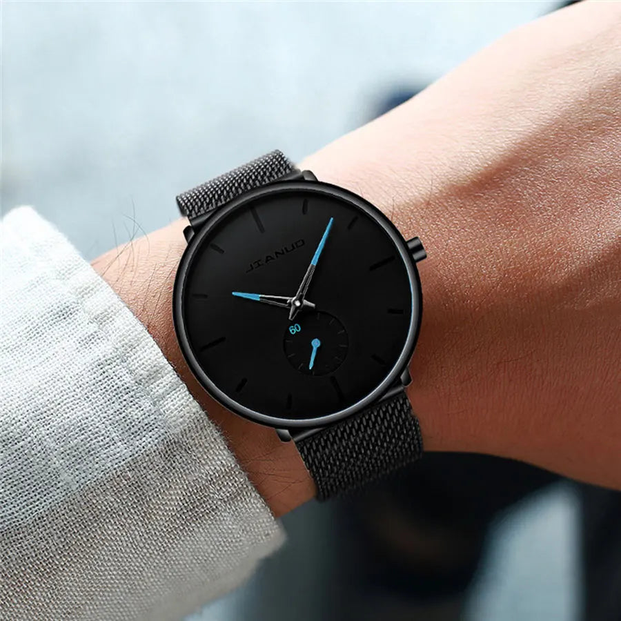 New personalized men's mesh watch with simple, casual, fashionable and trendy quartz watch for men